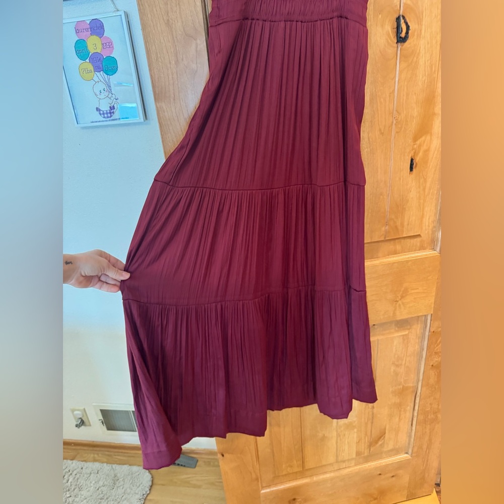 Like New the Somerset Sating Anthropologie Deep Red Maxi Dress - Picture 4 of 5
